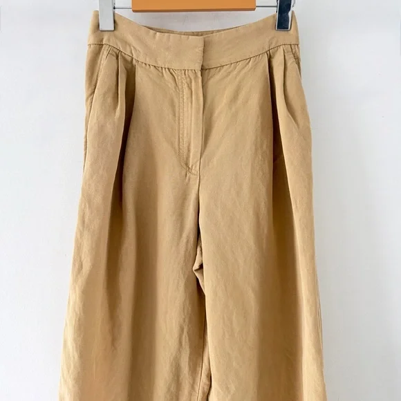 Massimo Dutti Linen Lyocell Cropped Pants High Rise Beige XS Size US 2 - Picture 3 of 10